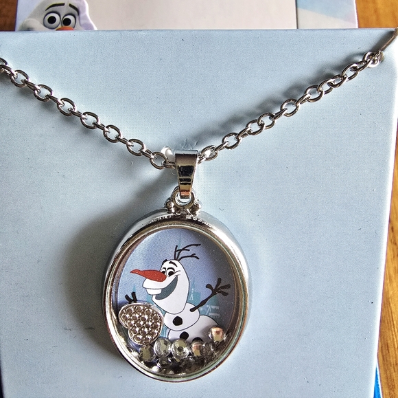 NEW! Disney Frozen Olaf Snowman Shaker Silver Necklace - Picture 2 of 8